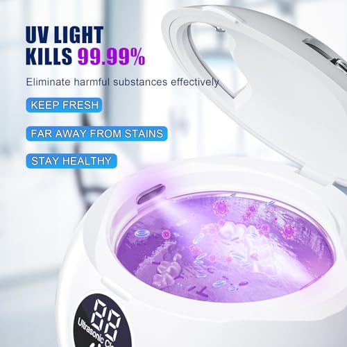 Retainer Cleaner Machine 45kHz Ultrasonic Dental Retainer Cleaner with 3 Modes and Digital Timer Mouth Guard for Retainer Clean, Denture Clean, Night Guard, Braces, Aligner, Jewelry 200ML