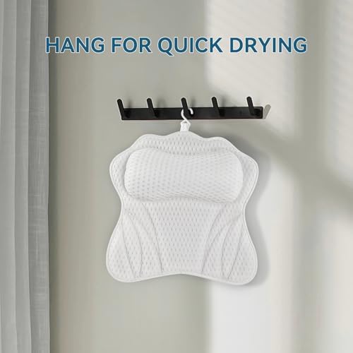 Bath Pillow Bathtub Pillow, Ergonomic Luxury Bath Pillows for Tub, Bath Tub Pillows for Head and Neck, with Soft 4D Mesh Fabric and Non-Slip Suction Cups, Relaxing Bath Accessories, Fits All Bathtub
