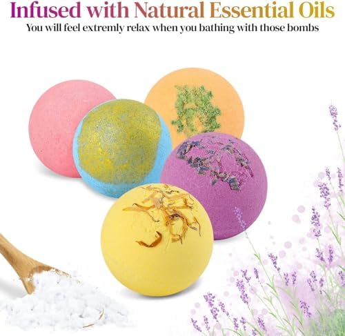 Bath Bombs Gift Set 12 PCS 2.8oz Organic Natural Essential Oils, Relax and Moisturize Skin, Luxury Spa Bomb Gifts for Girl, Mom, Kids, Wife, Birthday, Valentine's Day, Anniversary