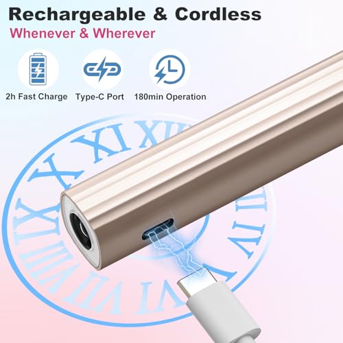 Cordless Electric Nail Drill with UV Light Lamp, 14 in 1 Electric Nail File Drill, 5 Speed LCD Display Rechargeable Professional Manicure Pedicure Kit(Gold) (Gold)