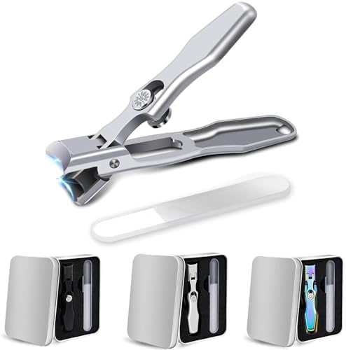 MightyClip Nail Clippers - German Stainless Steel for Men, Includes Nail File and Storage Box (Silver)