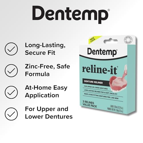 Dentemp Denture Reline Kit Value Pack - Advanced Formula Reline It Denture Reliner - Denture Kit to Refit and Tighten Dentures for Both Upper & Lower Denture (2 Pack (6 Relines))