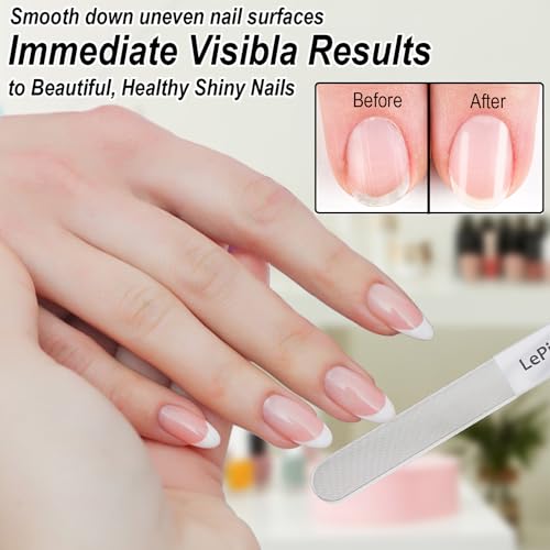 Long Lasting Nail File and Buffer Set, 1 Diamond Metal Nail File with 1 Nano Glass Nail Buffer, Professional Manicure Tools Kit for Home and Salon Use