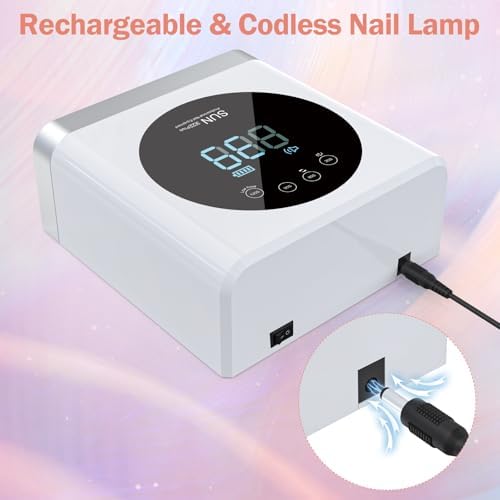 NAILGIRLS Cordless Rechargeable UV LED Nail Lamp, 150W UV Light for Gel Nail, Nail Lamps for Gel Polish with 4 Time Setting, Portable UV Nail Light, Professional Fast Curing Lamp for Salon