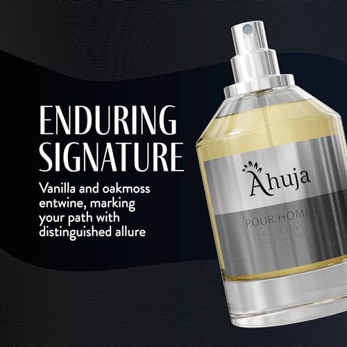 AHUJA Pour Homme Eau de Parfum for Men 3.4 fl oz - Men's Fragrance - Long Lasting Perfume for Men Original Citrus & Fruity Symphony Cologne for Men - Luxury Scent Gift for Men EDP