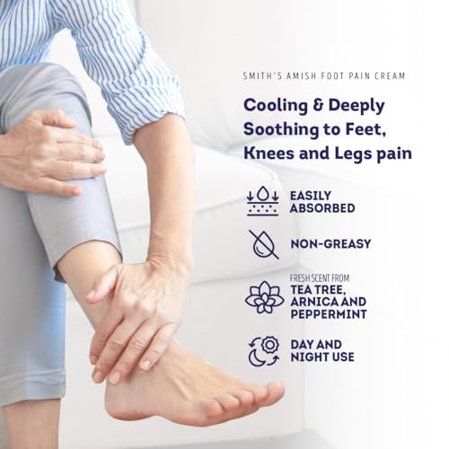 Smith's Amish Foot Cream (4 oz.) Deep Soothing Herbal Cream for Intense Foot and Leg Discomfort including Burning, Cramping and Restlessness Sensations