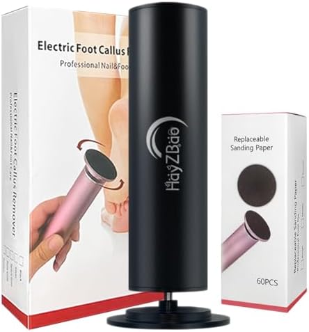 FSA&HSA Eligible Electric Foot File - Electric Callus Remover for Feet,Adjustable Speed Foot Scrubber with 60 Pcs Sandpaper Discs,Professional Pedicure Tool for Dead Skin and Calluses - Black