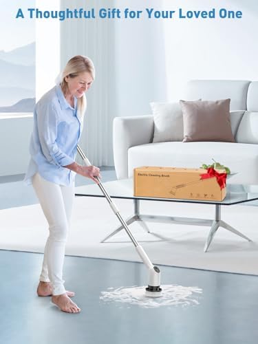 Electric Spin Scrubber for Cleaning Bathroom, Shower Scrubber Cordless Cleaning Brush with IPX7 Waterproof & 2 Speed,Cleaning Brush Cleaning Supplies for Shower Tub Kitchen Tile Toilet Silver