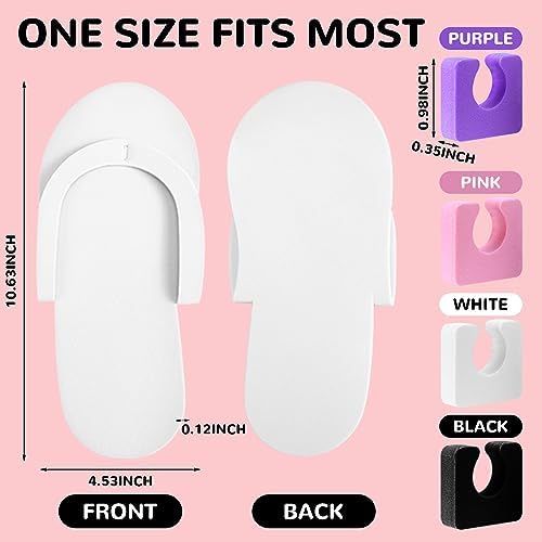 Suhine 120 Pairs Disposable Pedicure Slippers and Toe Separators Kit 40 Pairs Disposable Foam Flip Flops 80 Toe Separators for Women Nail Hotel Salon Spa Party