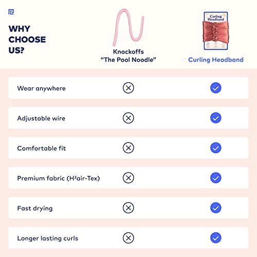 RobeCurls Heatless Hair Curler Set - Satin Curling Headband for Natural, No-Heat Curls - Sleep in Overnight Styling Tool with 2 Scrunchies - Easy & Gentle on Hair (Rose)