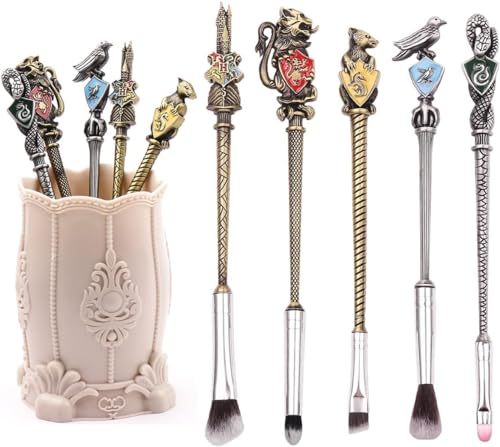 【2 Color Options】 Gifts Potter Metal Makeup Brushes Set Gifts Wi-zard Wand Makeup Brushes Set for Women Magic Eye Shadow Eyeliner Blending Lip Brush - Brushes Holder Pot Not Included