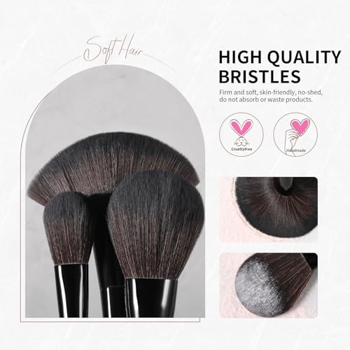 Docolor Makeup Brushes Set Professional 30Pcs Obsidian Makeup Brushes Premium Synthetic Powder Kabuki Foundation Contour Blush Concealer Eye Shadow Blending Eyeliner Crease Eyebrow Make Up Brush Kit