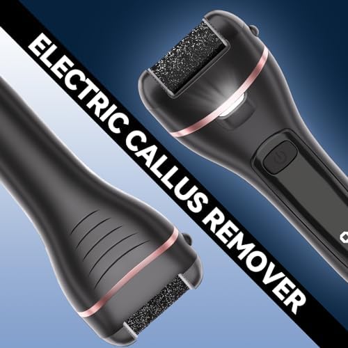 Rechargeable Electric Callus Remover for Feet with 6 Roller Heads, Dual-Speed Foot File, Waterproof Pedicure Kit 20 in 1 for Smooth Skin and Foot Spa