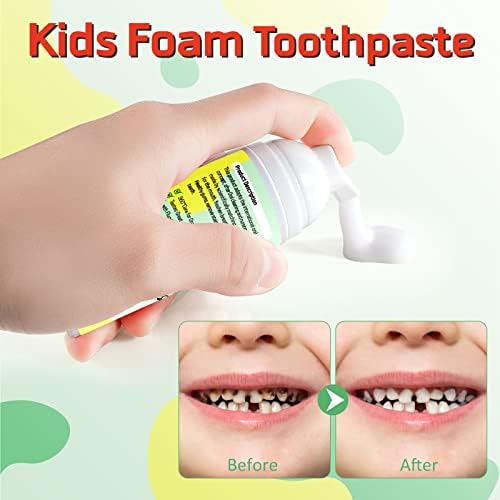 Foam Toothpaste Kids, Kids Mouthwash with Fruit Flavor - Toddler Toothpaste Age for Children, 360ºCare Natural Anti-Cavity Formulas with Fluoride for Electric & U-Shape Toothbrushes