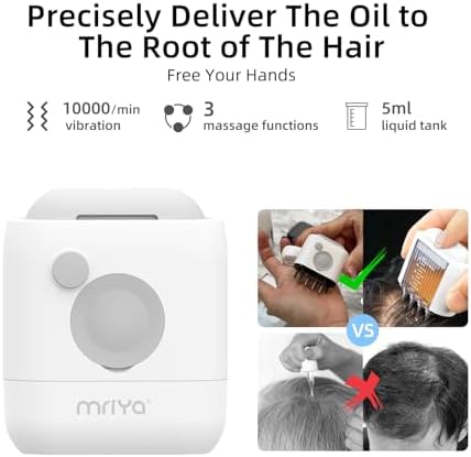mriya Hair Oil Applicator for Scalp, Electric Scalp Oil Applicator with High Vibration, Hair Brush for Hair Fluid Essential Oil Serum, Use for Home & Travel