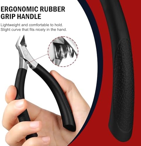 FVION Toenail Clippers for Ingrown Toenail, Straight Nail Clippers for Ingrown Toenails, Professional Ingrown Toenail Treatment for Adults, Seniors, Men and Women (Black)