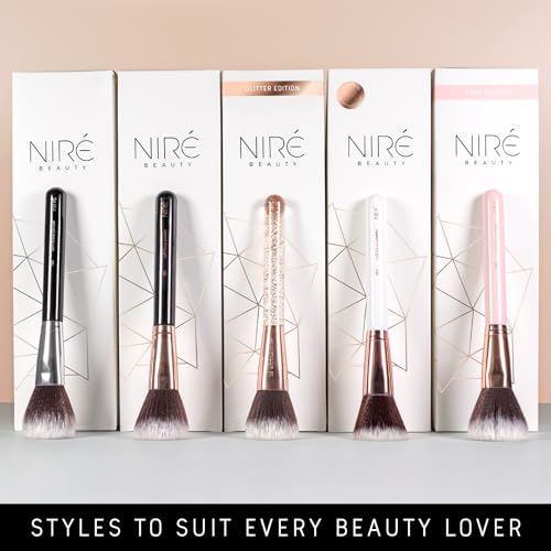 Niré Beauty 15piece Award Winning Professional Makeup Brush Set: Vegan Makeup Brushes with Case, Makeup Sponge, Brush Cleaner, Guide, Gift Box