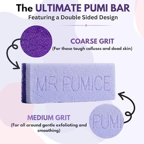Mr. Pumice Ultimate PUMI Bar: 2-in-1 Dual-Grit (Medium + Coarse) Callus Remover, Pedicure Stone & Ped File Scrubber for Smooth Feet and Heels, (12-Count Display Box)