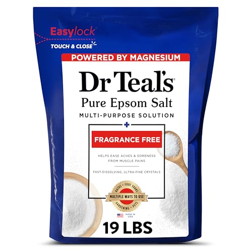 Dr Teal's Pure Epsom Salt Bulk Magnesium Sulfate USP, Fragrance Free, 19 lbs
