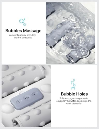 ALLJOY Foot Spa Bath Massager with Heat, Collapsible Foot Massager Spa Soaking Tub with Bubbles, Pumice Stone, Timer, 6 Shiatsu Massage Rollers Pedicure FootSpa for Relaxation, Gifts for Dad, Mom