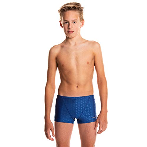Flow Square Leg Swimsuit - Boys Youth Swim Shorts Sizes 24 to 30 in Black and Blue (23 Blue)