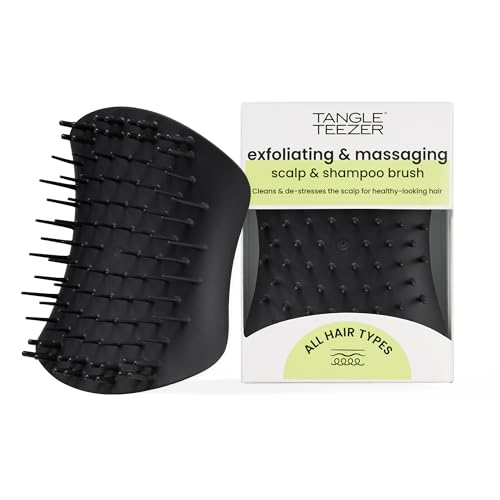 Tangle Teezer Scalp & Shampoo Hairbrush, to Exfoliate, Massage, and Cleanse, for All Hair Types, Onyx Black