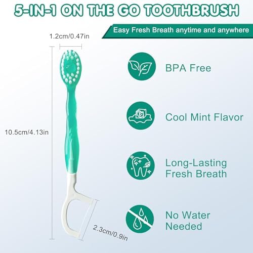 Small Toothbrush Disposable with Toothpaste,Tongue Scrapers,Floss and Pick.Travel Tooth Brush Pack for Work or Travel.Individually Wrapped, 26 Count, Mint and Three Other Fruit Flavors