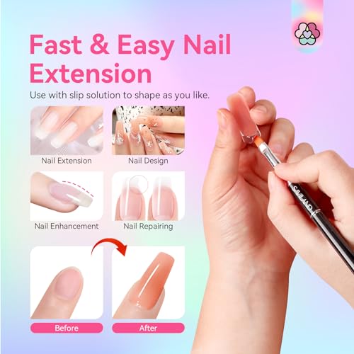 SAVILAND Poly Gel Nail Colors: 20 Colors Nail Extension Gel Kit Bright Rainbow Pink Purple Blue Color Collection Poly Gel Nail Kit for Daily Nail Art DIY Nail Salon Gift for Girls