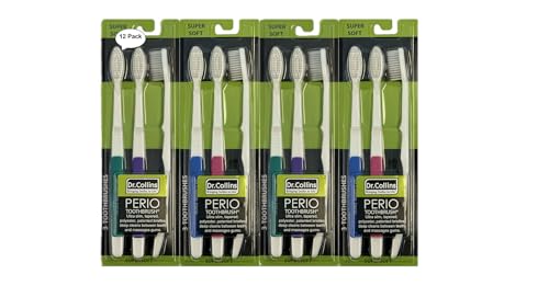 Dr. Collins Perio Toothbrush 3 Pack, (Colors Vary) (Qty. 12, Pack of 4)