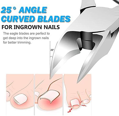 Podiatrist Toenail Clippers, Pedicure Toenail Cutters with Super Sharp Curved Blade, Professional Thick & Ingrown Toe Nail Clippers for Adults & Seniors