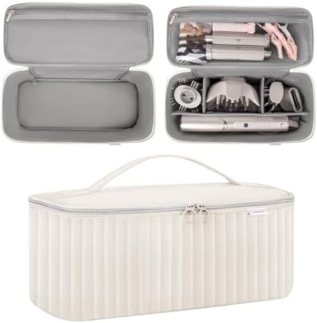 Travel Carrying Case for Hair Dryer Shark Flexstyle Dyson Airwrap Brush Hair Accessories Tools Storage Bag for Revlon Hairdryer Styler Organizer (Beige)