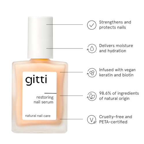 gitti Restoring Nail Serum I Natural Nail Care, Non-Toxic, Plant-based, 98% Natural Origin, Cruelty-Free, Vegan I Hydrating, Helps Strengthens Nails, Non-Greasy, Nail Recovery (0.5 fl oz)