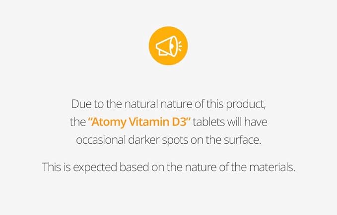 Atomy Vitamin D3 - Supports Bone and Immune Health 90 Tablets Organic Vegan Non-GMO