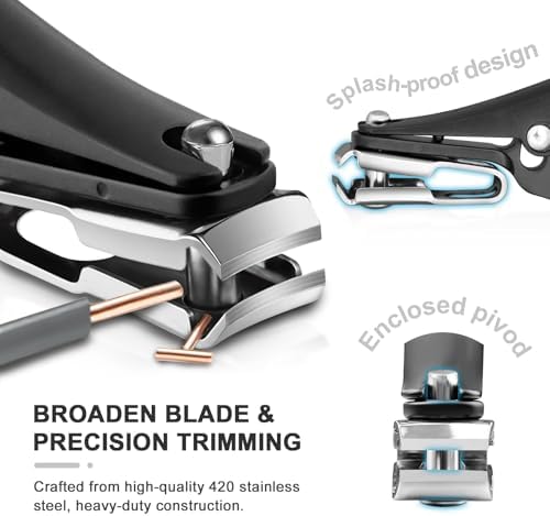 Nail Clippers for Seniors Fingernail and Toenails, 360° Rotating Head Ergonomic Long Handle Premium Steel Nail Trimmer for Men Women