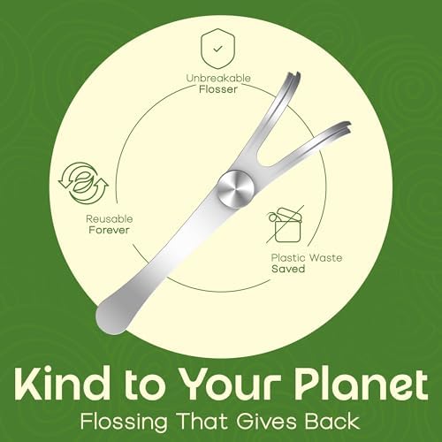 Dental Floss Holder, Refillable & Reusable Floss Pick - Dental Floss Handle - Stainless Steel Dental Floss Holder. Durable Reusable Flosser - One Pack