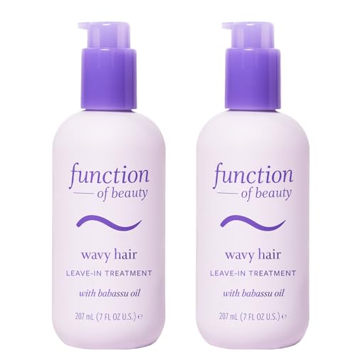 FUNCTION OF BEAUTY Leave In Conditioner Treatment for Wavy Hair, 7 oz Each (2-Pack) - Provides Wave Definition, Glossy Shine and Smooths Dry Ends, Sulfate-Free, Customizable Haircare