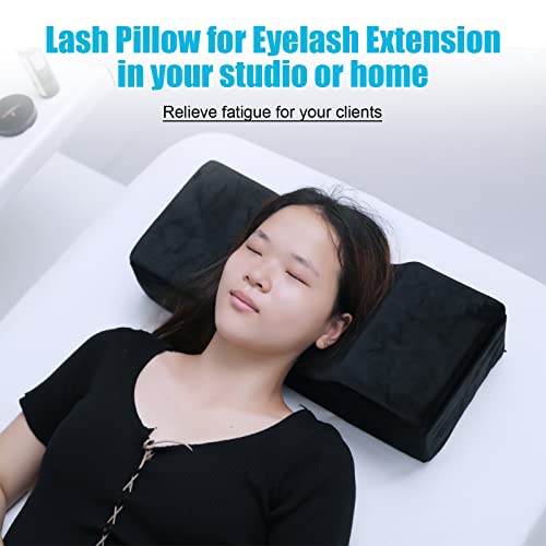 Comfortable Eyelash Extension Neck Pillow,Memory Foam Neck Contour Pillow for Sleeping Support,Beauty Salon Lash Grafting Pillow,Removable Black Velvet Cervical Pillow