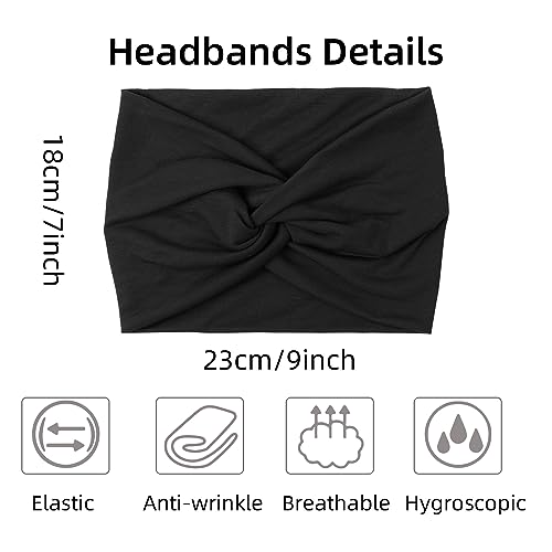 AKTVSHOW 7'' Wide Headbands for Women, 10 Pack Large Boho Turban Headband Fashion Non Slip Hairbands Thick Head Wraps Yoga Workout Hair Accessories
