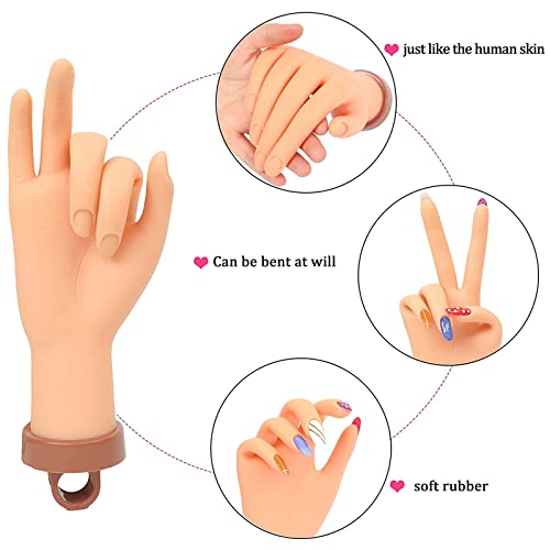Nail Practice Hand for Acrylic Nails, Mannequin Hands for Nails Practice, Flexible Fake Hands to Practice Fake Nails Bendable Fake Hand Manicure Practice Hands Nail Art Training Hand 1Pc