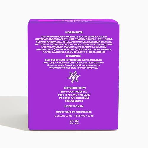 SNOW Purple Magic Powder - Purple Teeth Whitening Powder, Color Correcting with Hydroxyapatite, Stain Removal, Color Corrector, and Toothpaste Booster - 18g