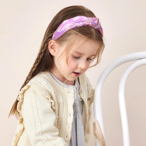 Fishown Sequin Headbands for Girls, 3 Pack Knotted Headband for Girls, Sparkly Girl Hair Bands Glitter Hair Accessories for Girl