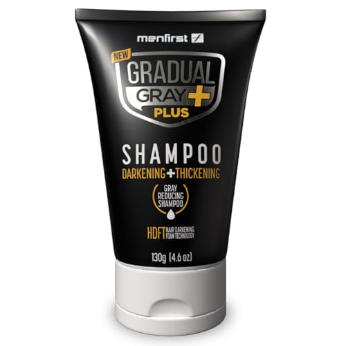 Menfirst - Gradual Gray PLUS Shampoo - Darkening + Thickening - Hair Dye Shampoo, Intense Pigment, Gray Coverage, Natural Finish, Easy 3-Min Application, 4.6 oz