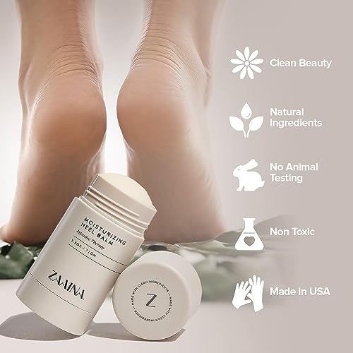ZAAINA Intensive Heel Balm Stick for Cracked Heels – Natural Foot Balm for Dry Feet, Calluses & Rough Skin – Moisturizing Heel Softener with Shea Butter, Tea Tree & Peppermint – 2.5oz Twist-Up Tube