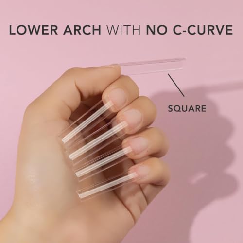 Kiara sky Nail Tips | Non C-Curve Square Clear | 500 pieces | XXL Length | 10 Sizes