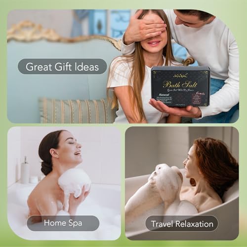 Epsom Bath Salts for Soaking Lavender, Eucalyptus & Rose Bath Salts for Women Relaxing,6pc Self Care Gift Set with Chamomile & Mint Spa Grade Muscle Relief,Natural Essential Oils,Sensitive Skin Safe