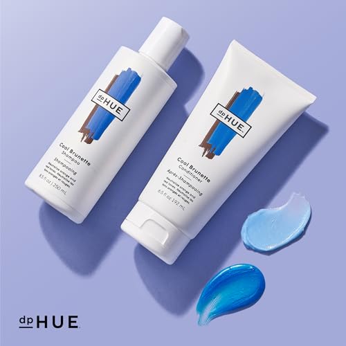 dpHUE Cool Brunette Shampoo - 8.5 oz - Blue Pigments Neutralize Unwanted Orange, Red & Brassy Tones - Color Safe - Paraben, SLS & SLES Sulfate Free - Leaping Bunny Certified