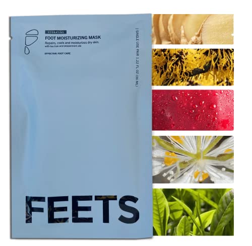 Hydrating Foot Mask with Tea Tree and Peppermint (3-Pack) | Perfect for Men and Women | Deeply Moisturizes Full Foot and Heel | Ultra Hydrating | Soften Calluses, Nourish Heels, and Cool Feel