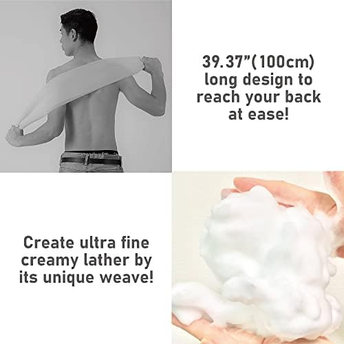 Extra Rough, Exfoliating Washcloth [Made in Japan] Exfoliating Towel Special Texture Makes Fluffy Foam Lather, Back Scrubber, Dead Skin Cell Remover [Loofah for Women and Men] (Red)