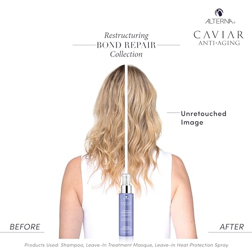 Alterna Haircare CAVIAR Anti-Aging Restructuring Bond Repair Leave-in Heat Protection Spray 4.2 Fl Oz | Strengthens and Protects Damaged Hair
