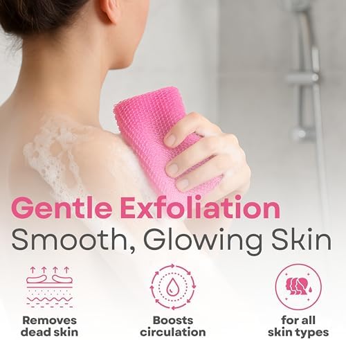 Premium 2X African net Sponge Authentic Exfoliating Body Scrubber for Shower Long Quick Dry 100% Nylon Deep Cleansing Back and Pore Scrubber Bath Sponge for Shower